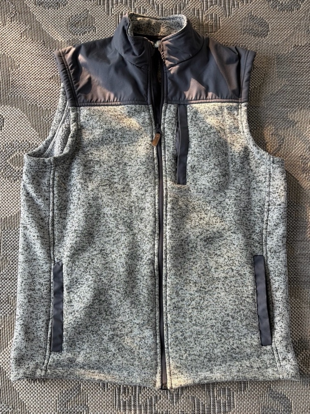 George Gray Heather Fleece Vest with Navy Trim